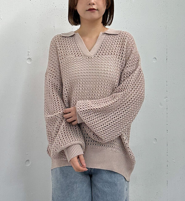 archives「透かしスキッパーポロニット」|ニット・セーター|