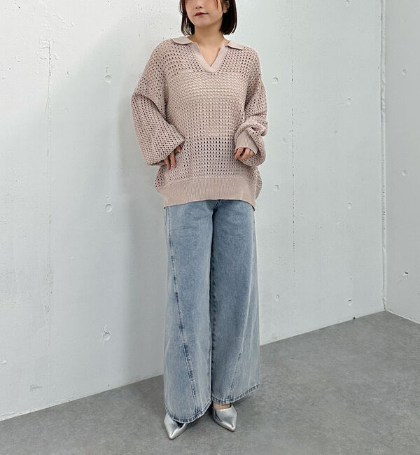 archives「透かしスキッパーポロニット」|ニット・セーター|