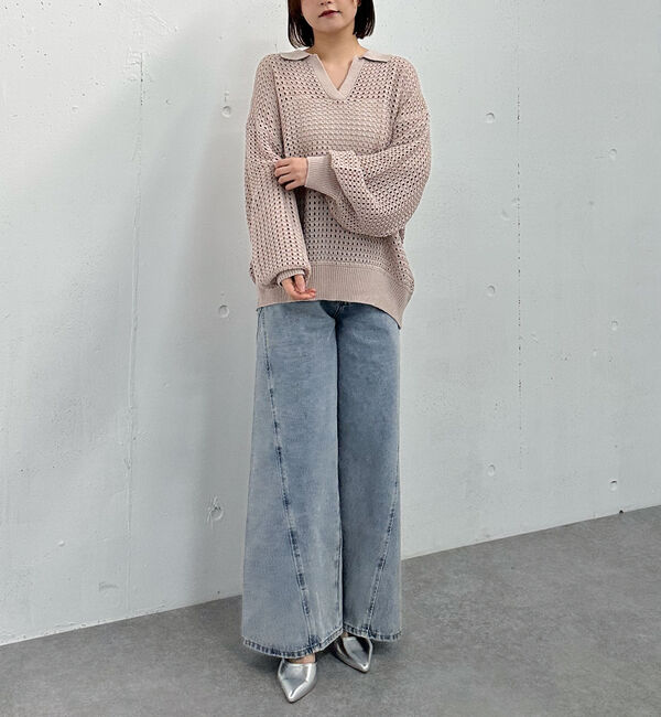 archives「透かしスキッパーポロニット」|ニット・セーター|