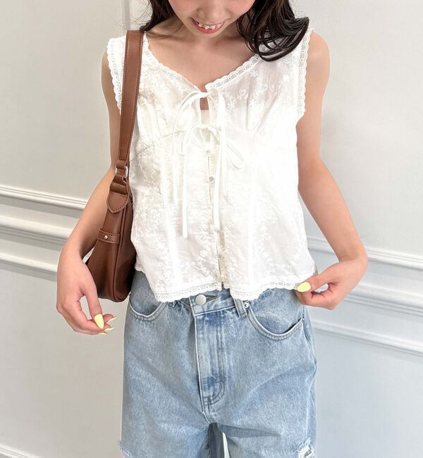 archives「【ＳＥＴＵＰ対応】コットン刺繍ノースリブラウス」|シャツ・ブラウス|