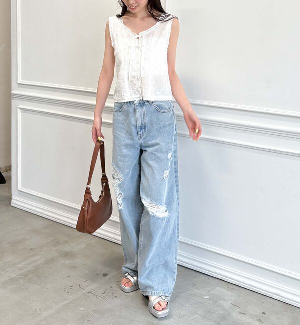 archives「【ＳＥＴＵＰ対応】コットン刺繍ノースリブラウス」|シャツ・ブラウス|