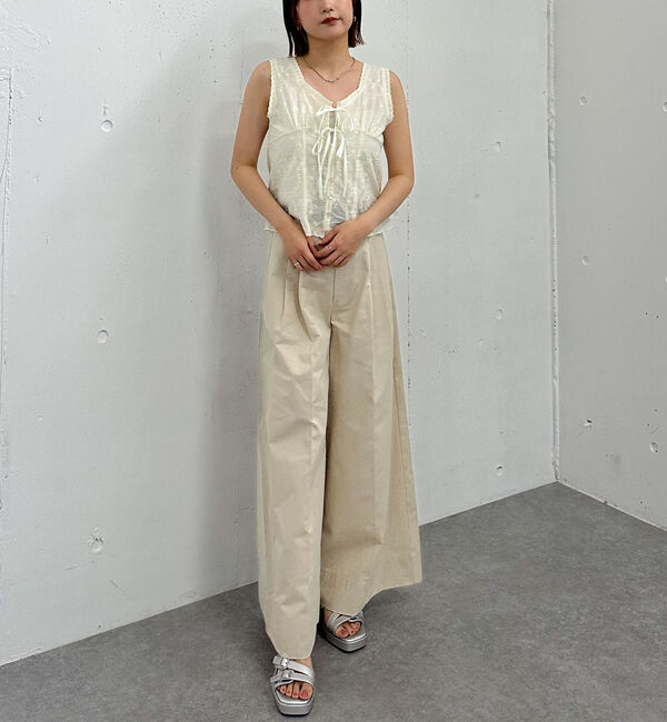 archives「【ＳＥＴＵＰ対応】コットン刺繍ノースリブラウス」|シャツ・ブラウス|