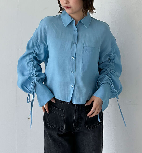 archives「ドロストスリーブショートシャツ」|シャツ・ブラウス|BLUE