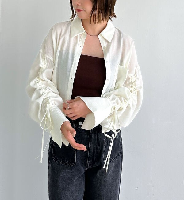 archives「ドロストスリーブショートシャツ」|シャツ・ブラウス|IVORY