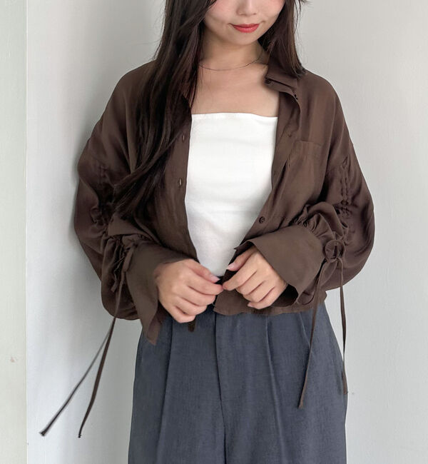 archives「ドロストスリーブショートシャツ」|シャツ・ブラウス|BROWN