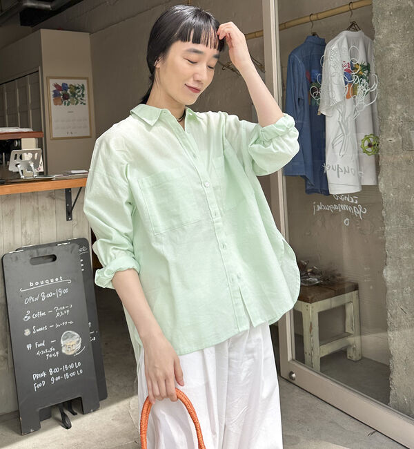 Doux archives「コットンリネンシャツ」|シャツ・ブラウス|MINT GREEN