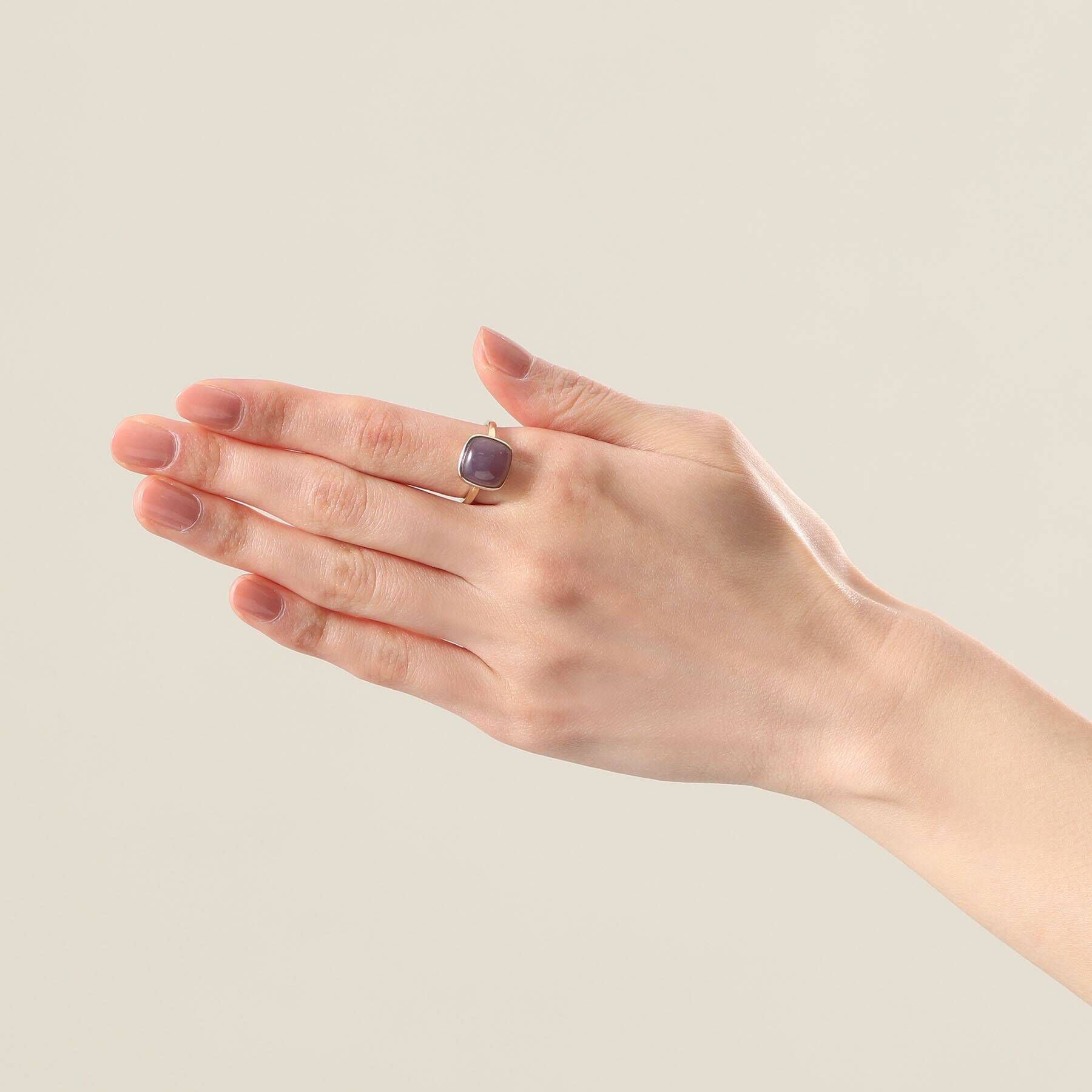 COCOSHNIK「K10パープルカルセドニー クッションカボション リング」|リング|