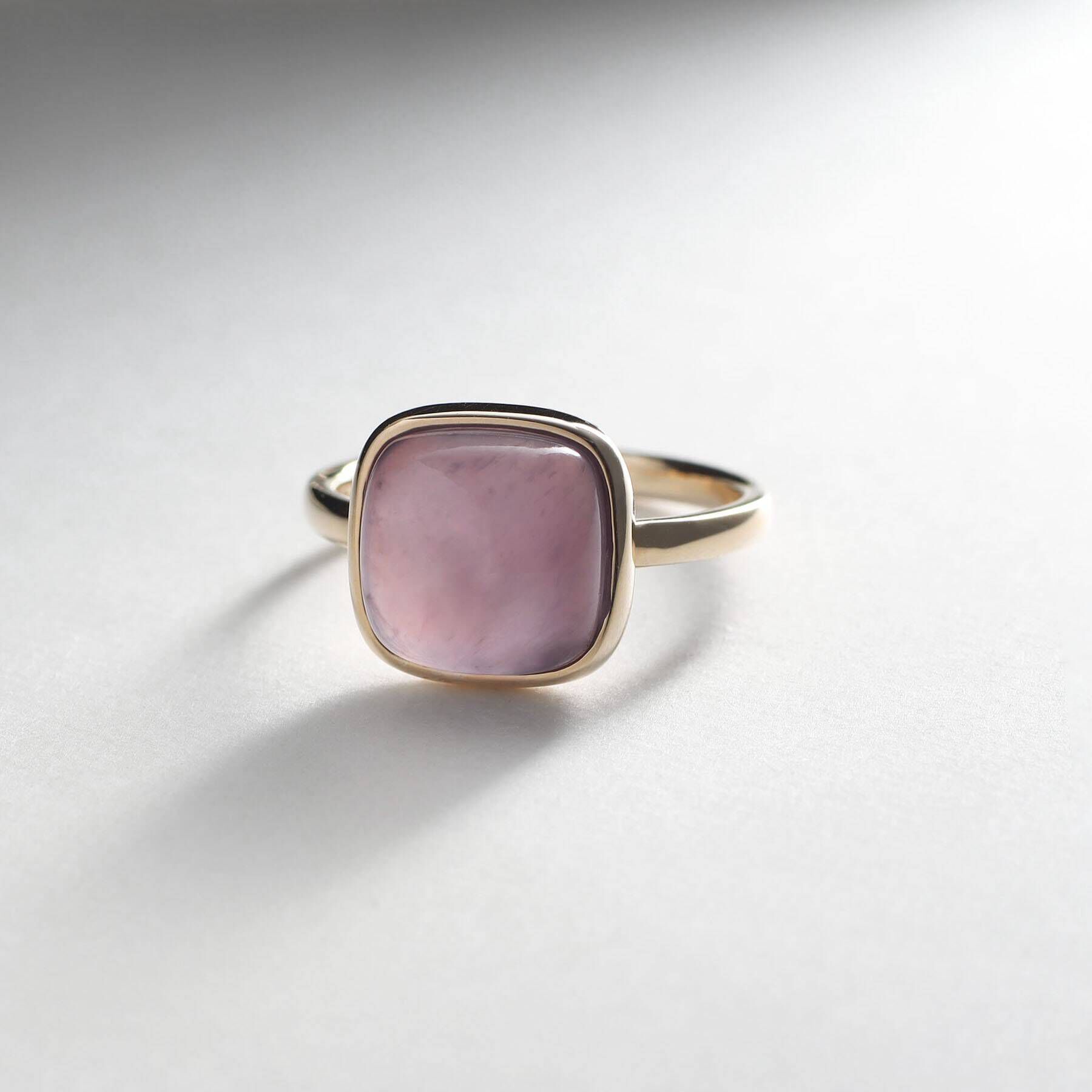 COCOSHNIK「K10パープルカルセドニー クッションカボション リング」|リング|