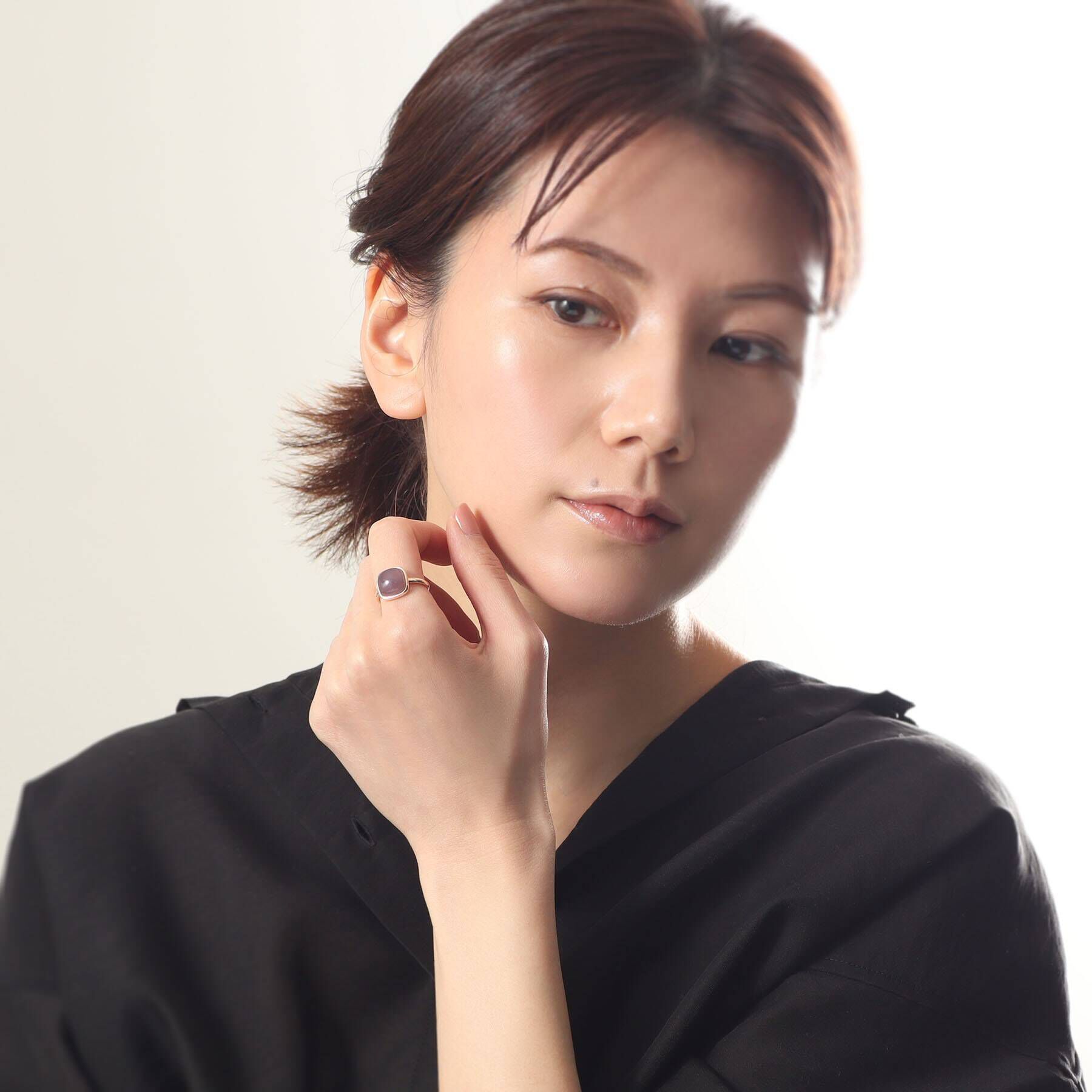 COCOSHNIK「K10パープルカルセドニー クッションカボション リング」|リング|