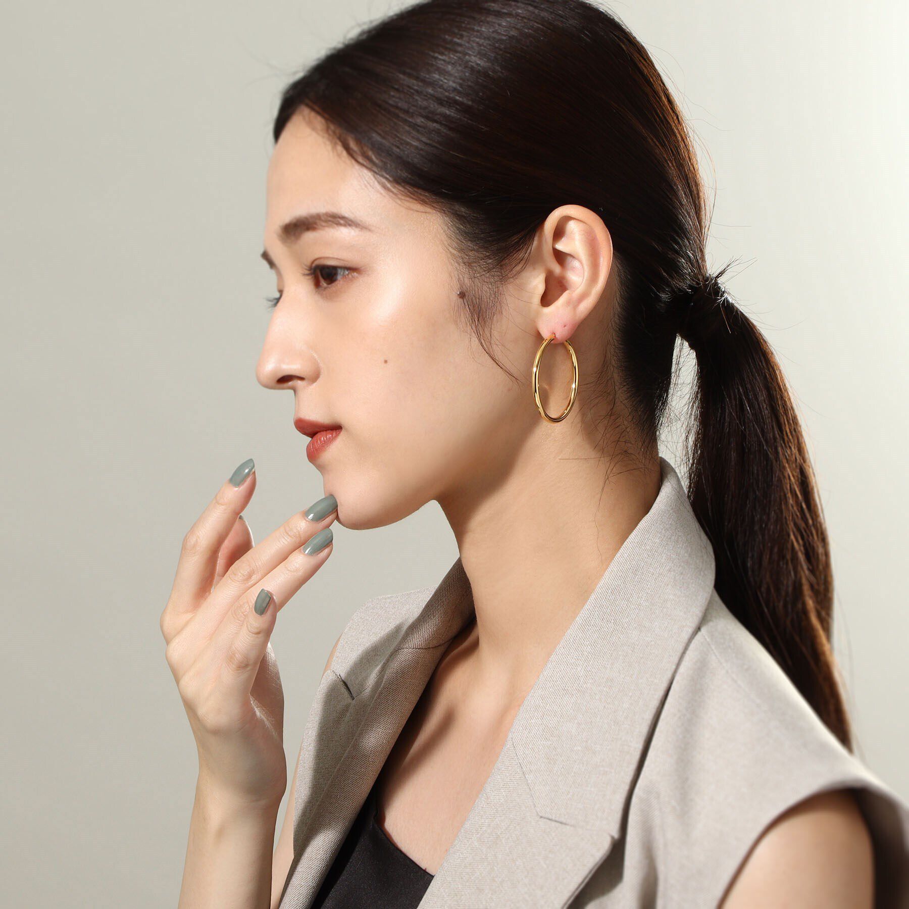 COCOSHNIK ONKITSCH「シルバー ホロウ フープピアスL GP」|ピアス|