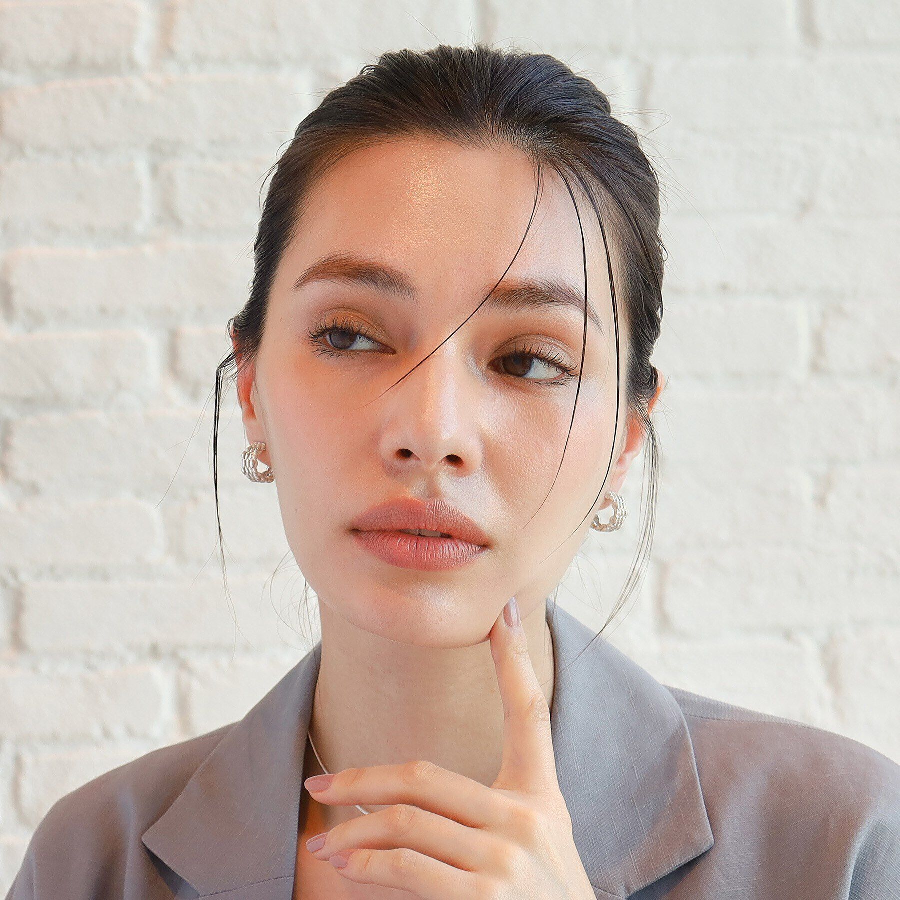 COCOSHNIK ONKITSCH「シルバー スモールフープ マーキスメッシュ ピアス」|ピアス|