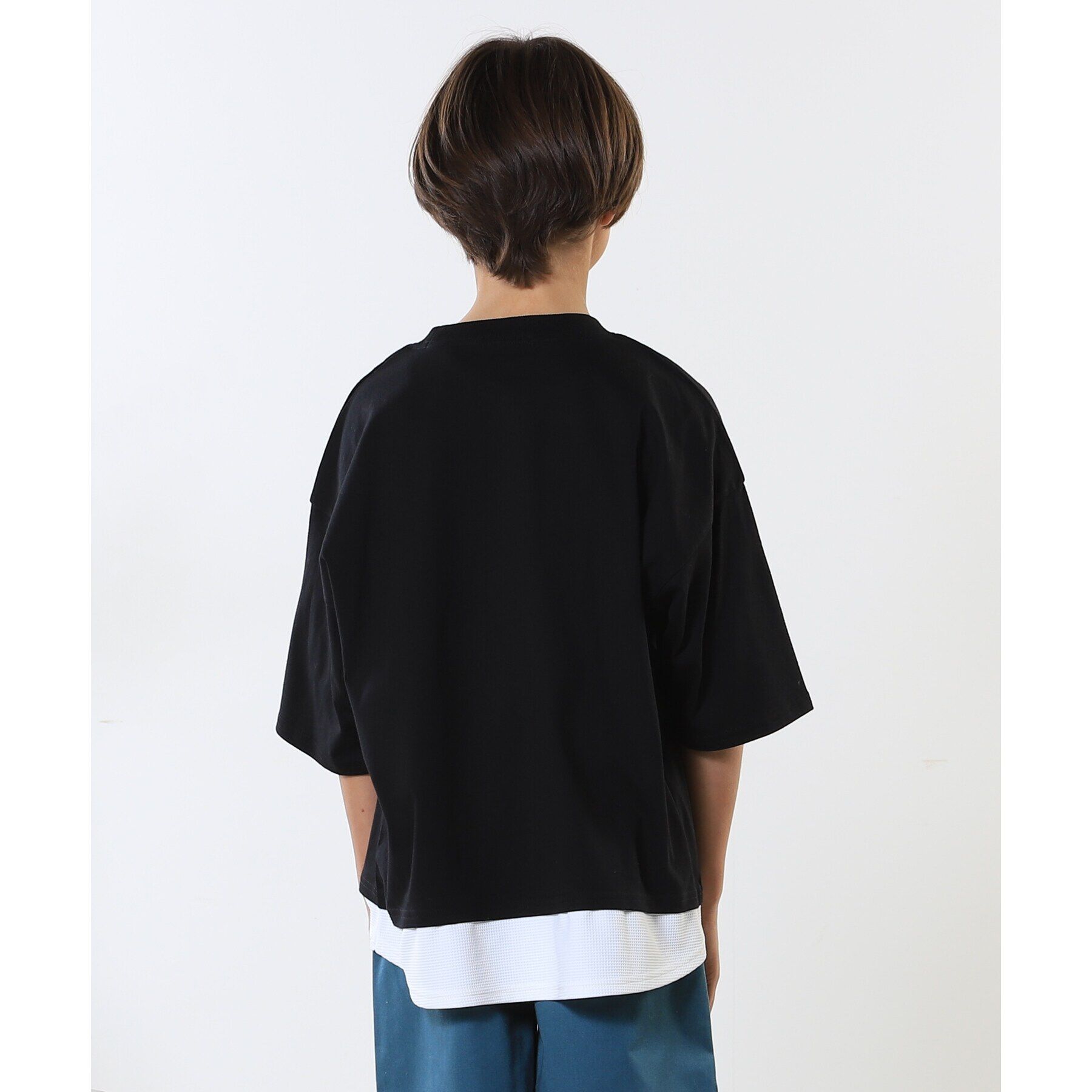 SHOO･LA･RUE「【100-150cm】アソートプリント裾レイヤード五分袖Tシャツ」|Tシャツ・カットソー|