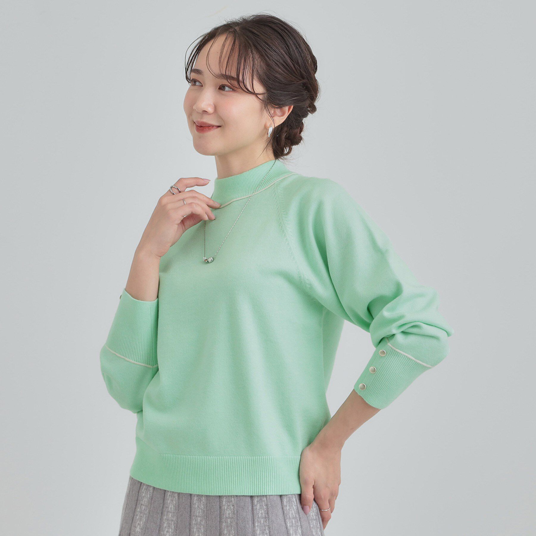 SHOO･LA･RUE「【洗濯機可/吸湿発熱】もちもちでチクチクしにくいハイネックニット」|ニット・セーター|