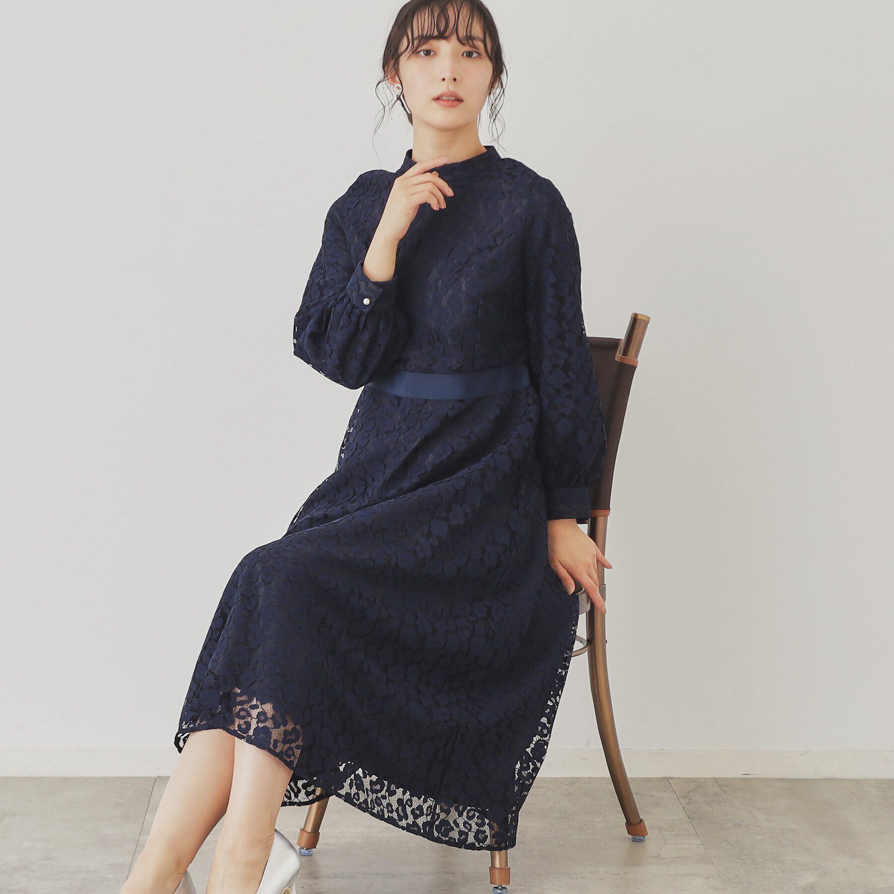 SunaUna「【SS～Lサイズ展開/レオパードレース】スタンドネックワンピース」|ワンピース|