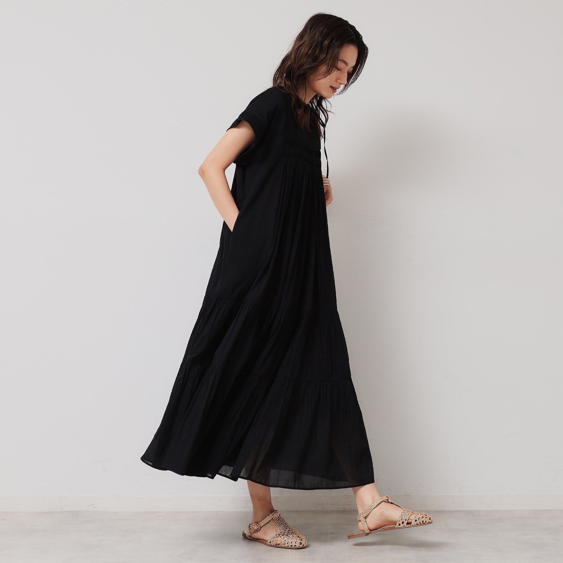 SunaUna「【涼しい！／インド綿】ティアードロングワンピース」|ワンピース|