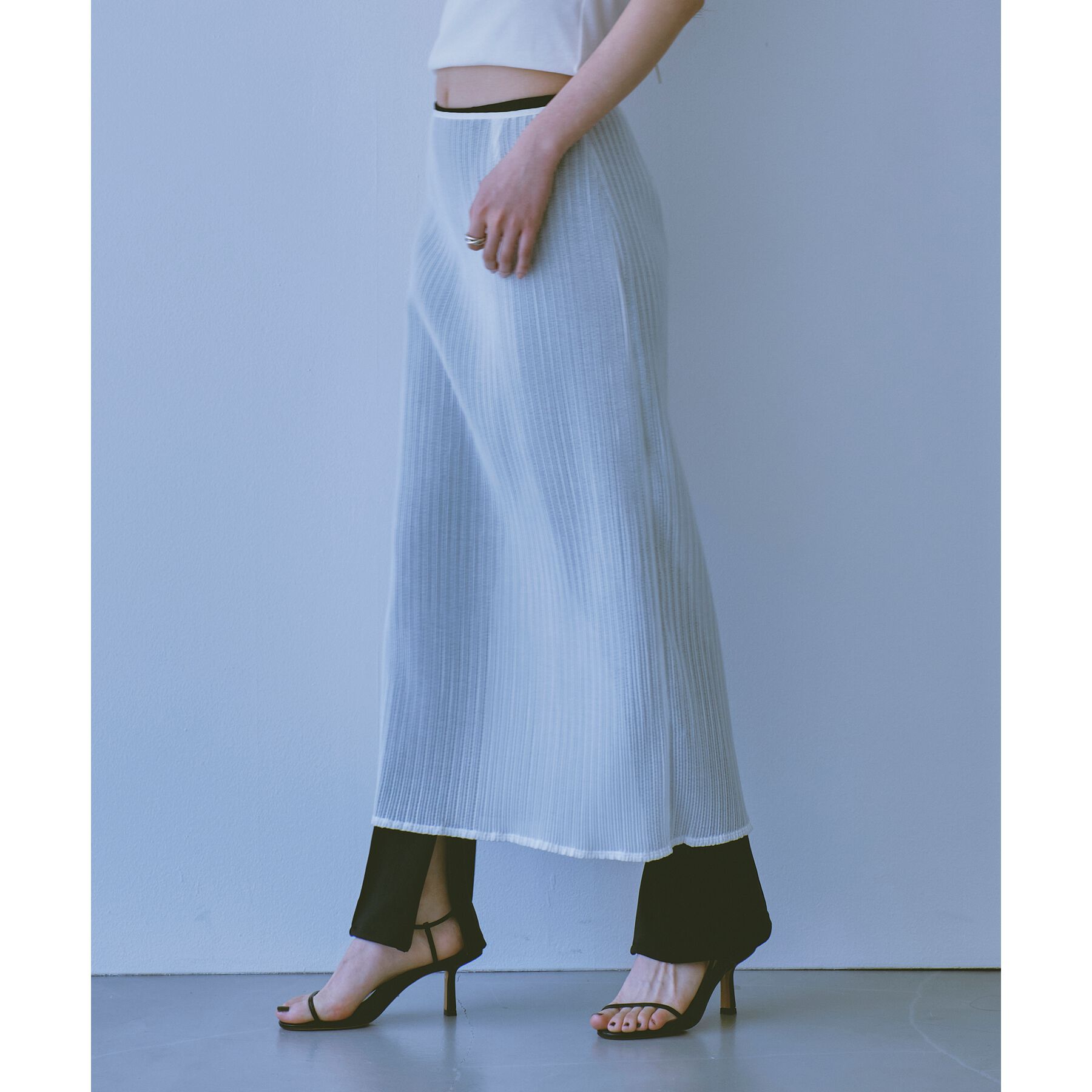 CODE A「sheer pleats skirt」|スカート|ホワイト(001)