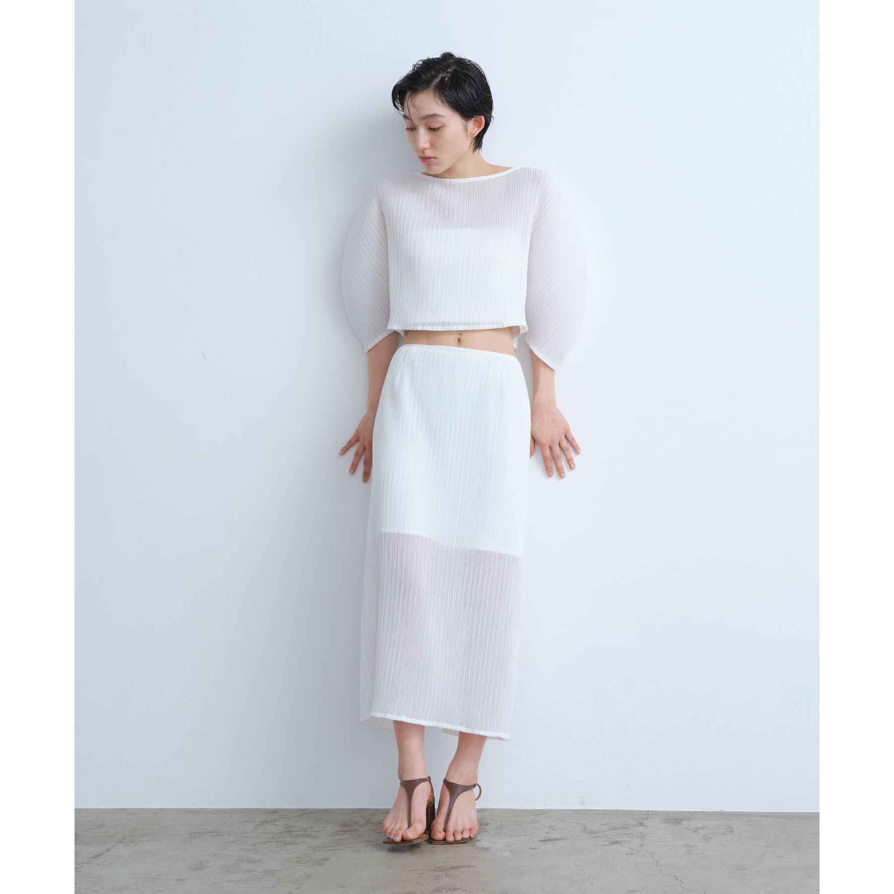 CODE A「sheer pleats skirt」|スカート|