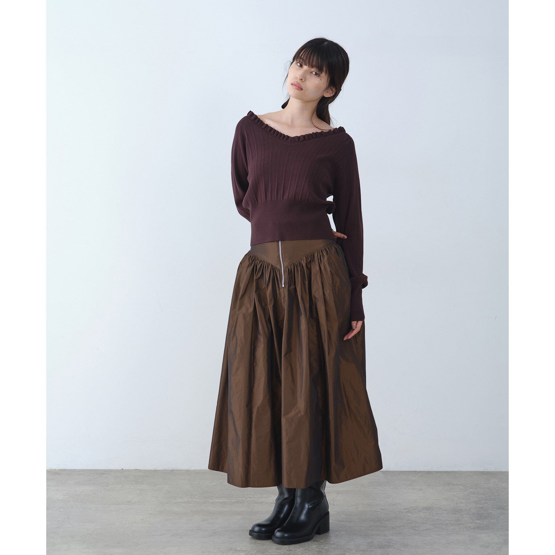 CODE A「zip design volume skirt」|スカート|