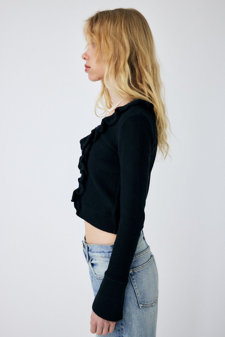 MOUSSY「FITTED RUFFLE KNIT カーディガン」|ニット・セーター|
