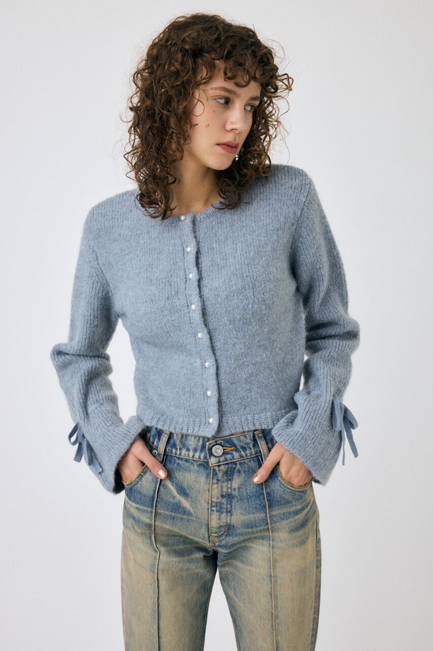 MOUSSY「F/PEARL BUTTON カーディガン」|カーディガン|L/BLU1