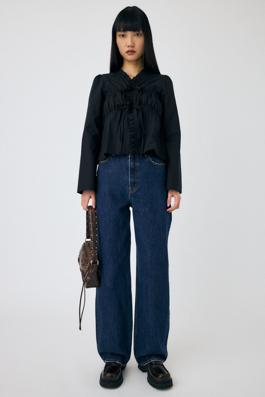MOUSSY「FRONT RIBBON GATHER ブラウス」|シャツ・ブラウス|