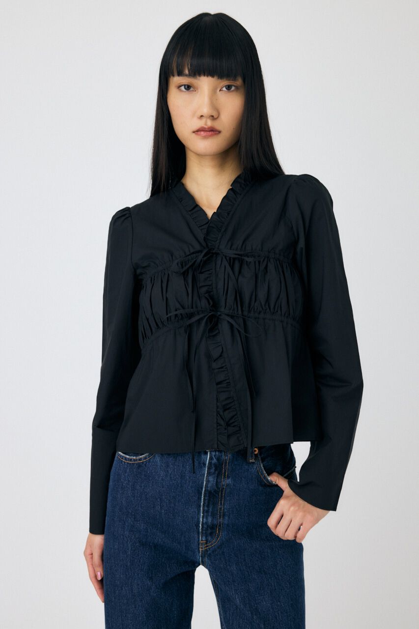 MOUSSY「FRONT RIBBON GATHER ブラウス」|シャツ・ブラウス|