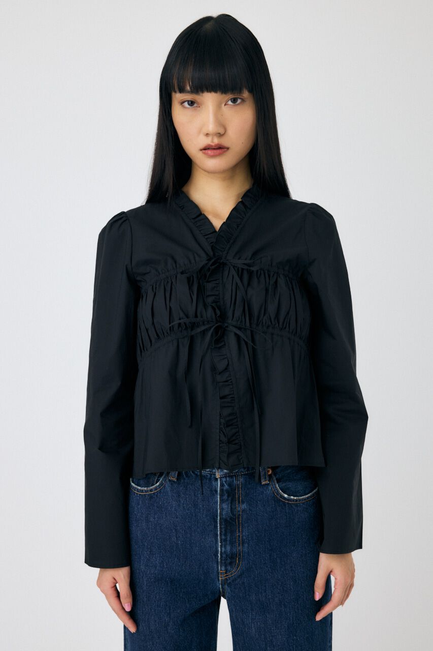 MOUSSY「FRONT RIBBON GATHER ブラウス」|シャツ・ブラウス|