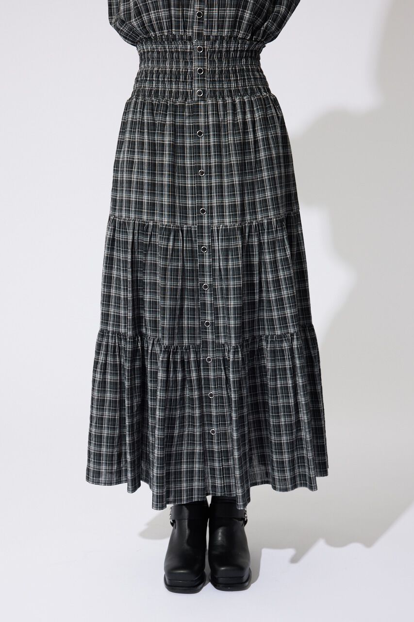 rienda「センターボタンデザインティアードフレアスカート」|スカート|