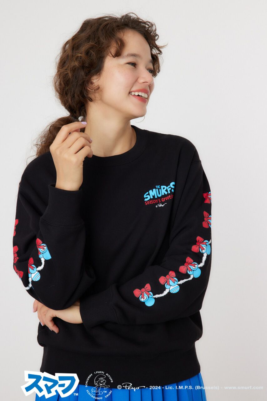 RODEO CROWNS「(THE SMURFS)Xmasスウェットトップス」|パーカー|BLK