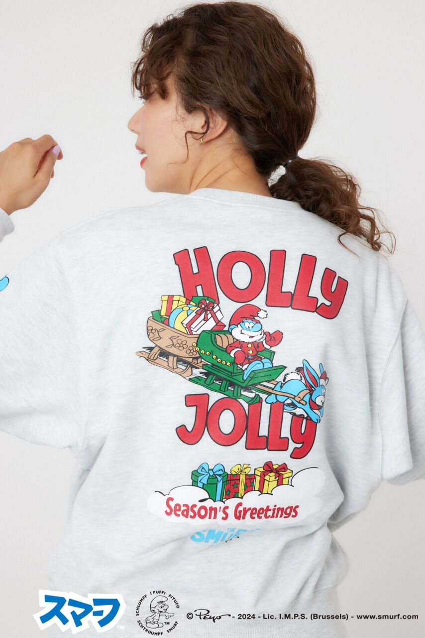 RODEO CROWNS「(THE SMURFS)Xmasスウェットトップス」|パーカー|L/T.GRY1