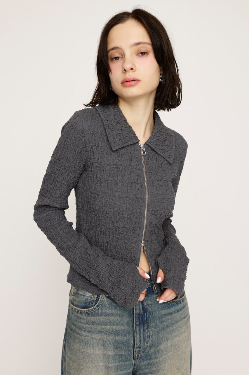 SLY「FRONT ZIP JQ トップス」|Tシャツ・カットソー|