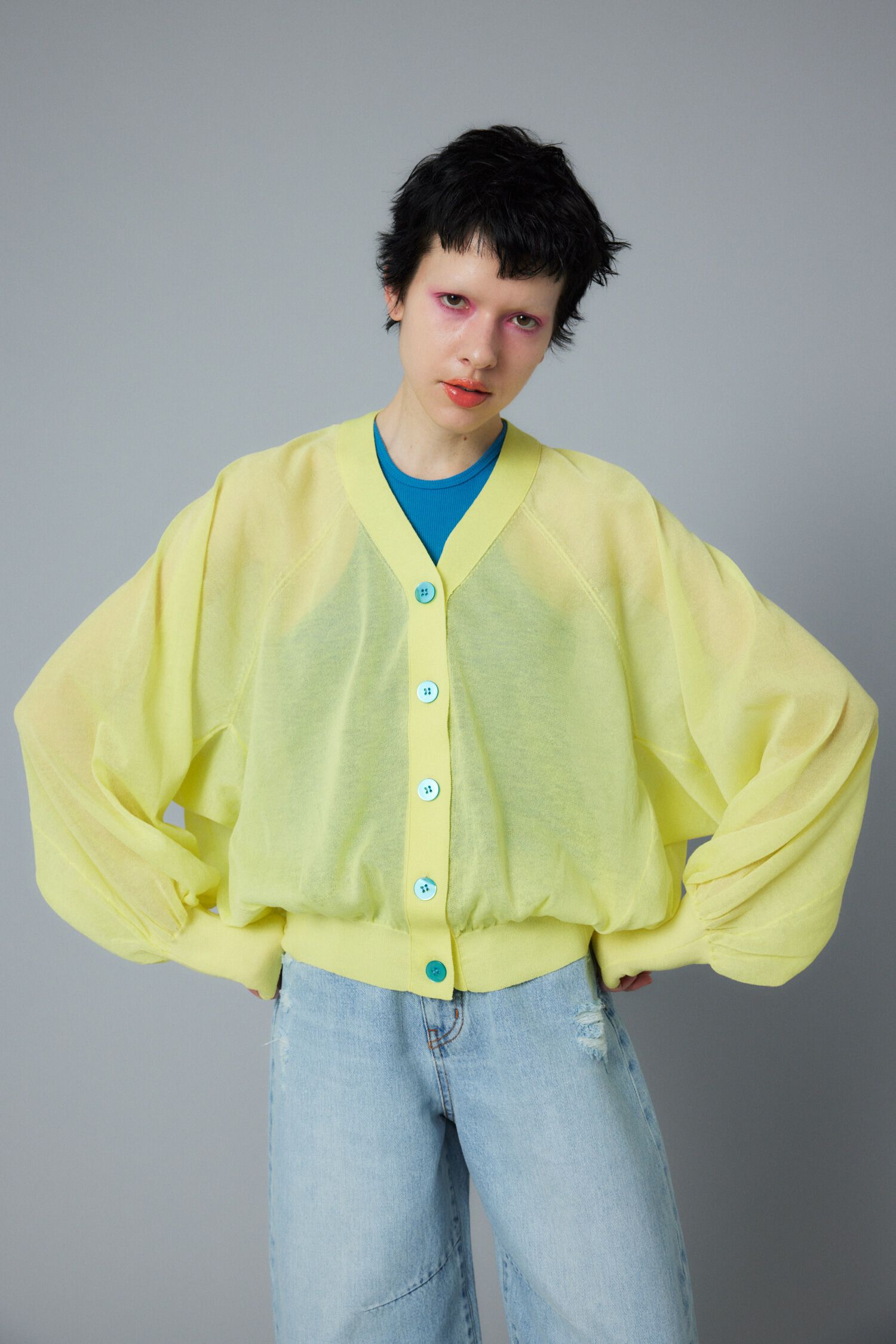 HeRIN.CYE「SUKASHI knit cardigan」|カーディガン|YEL