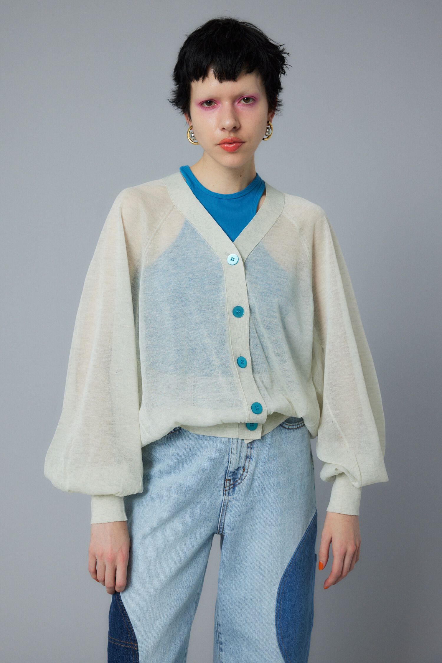 HeRIN.CYE「SUKASHI knit cardigan」|カーディガン|L/GRY1