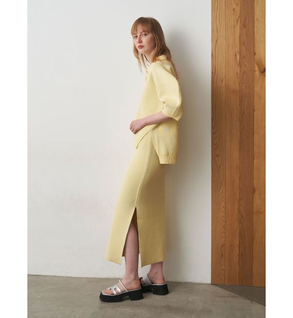 ELENDEEK「SIDE SLIT TIGHT KNIT SK」|スカート|イエロー
