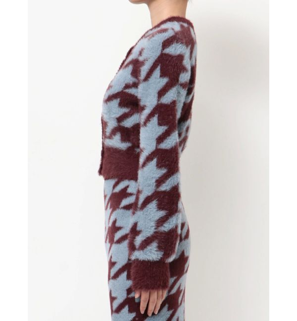 RESEXXY「ハウンドトゥースシャギーニットカーディガン【セットアップ着用可能】」|カーディガン|