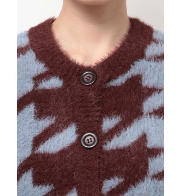 RESEXXY「ハウンドトゥースシャギーニットカーディガン【セットアップ着用可能】」|カーディガン|