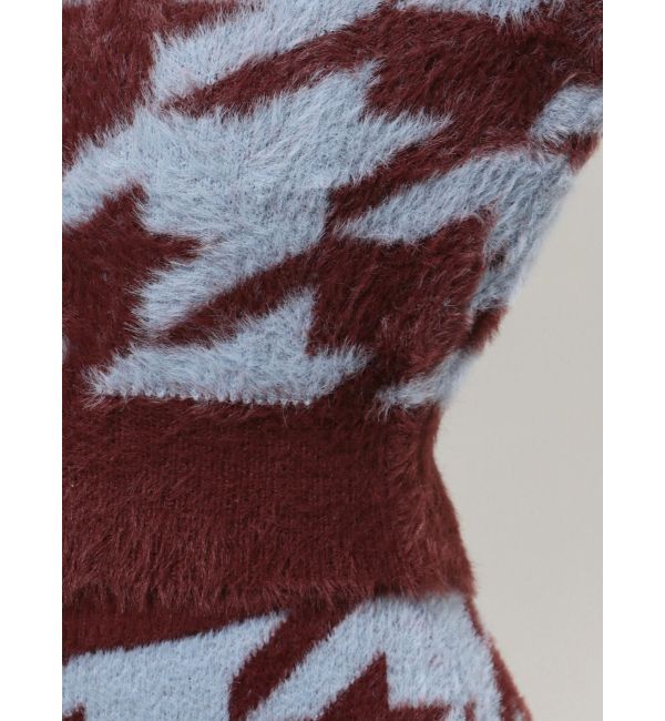 RESEXXY「ハウンドトゥースシャギーニットカーディガン【セットアップ着用可能】」|カーディガン|