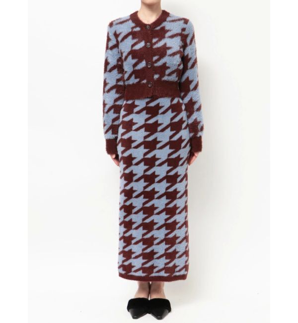 RESEXXY「ハウンドトゥースシャギーニットカーディガン【セットアップ着用可能】」|カーディガン|