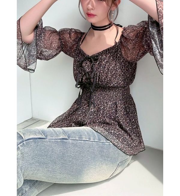 RESEXXY「チョーカーリボンチュニックブラウス」|シャツ・ブラウス|ブラウン