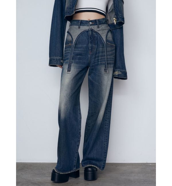 EMODA「サスペンダーワイドジーンズ」|デニム|