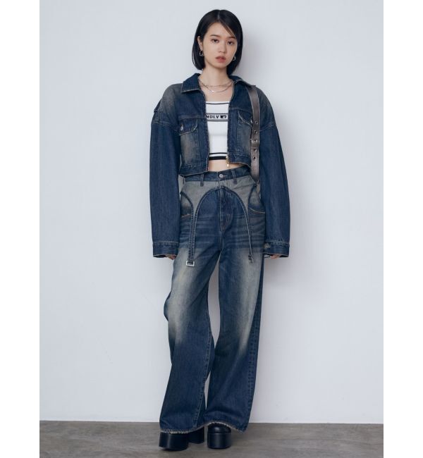 EMODA「サスペンダーワイドジーンズ」|デニム|