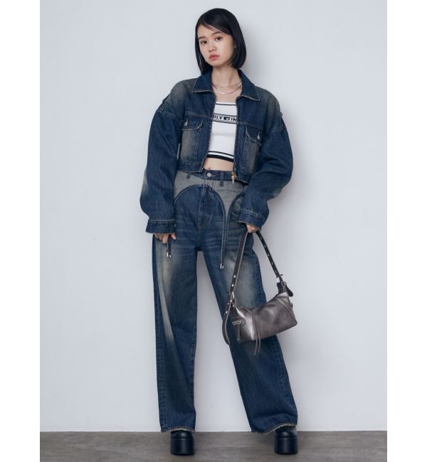 EMODA「サスペンダーワイドジーンズ」|デニム|