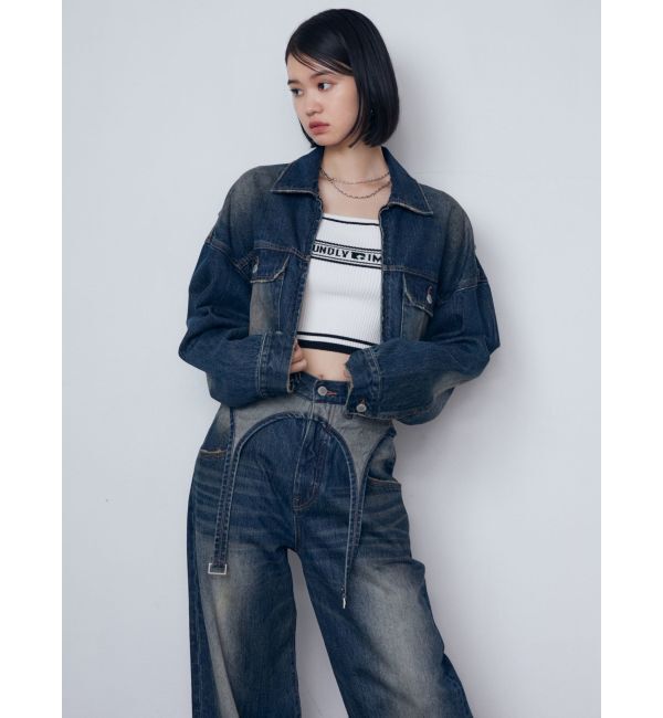 EMODA「サスペンダーワイドジーンズ」|デニム|