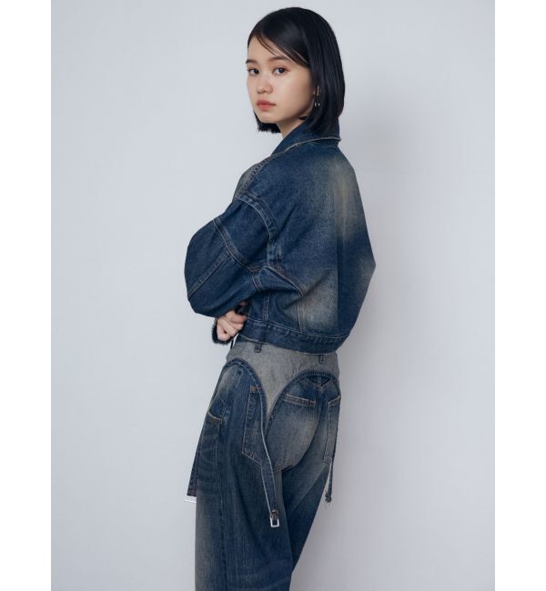 EMODA「サスペンダーワイドジーンズ」|デニム|