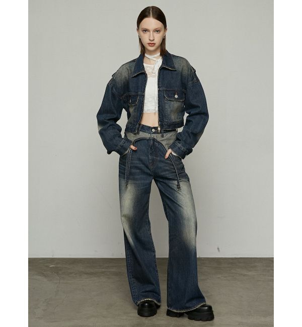 EMODA「サスペンダーワイドジーンズ」|デニム|