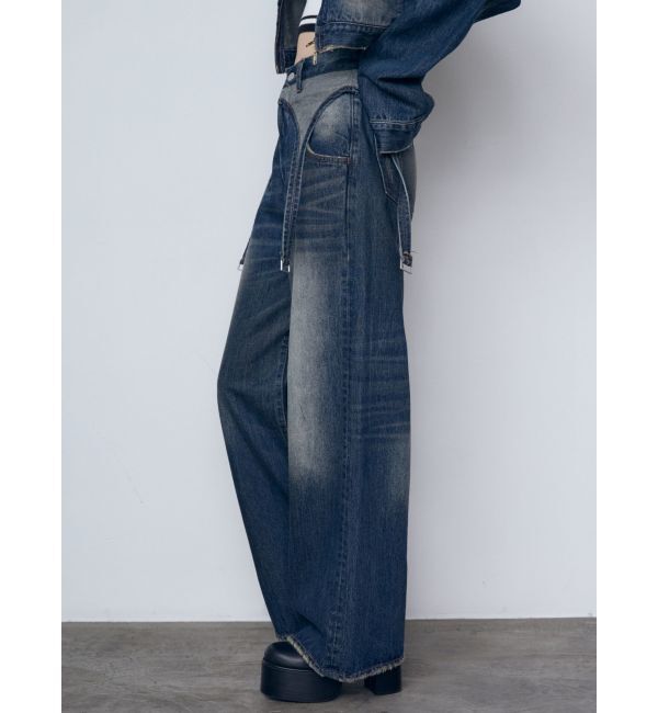 EMODA「サスペンダーワイドジーンズ」|デニム|