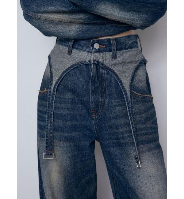 EMODA「サスペンダーワイドジーンズ」|デニム|