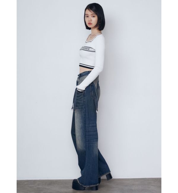 EMODA「サスペンダーワイドジーンズ」|デニム|