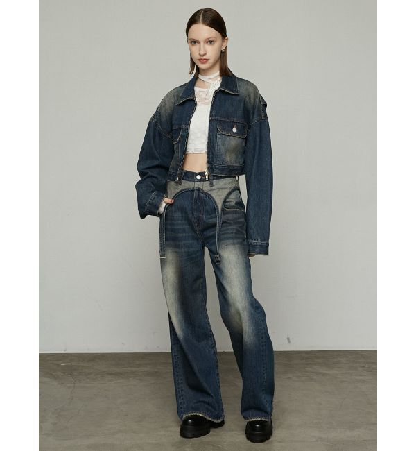 EMODA「サスペンダーワイドジーンズ」|デニム|