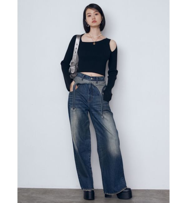 EMODA「サスペンダーワイドジーンズ」|デニム|